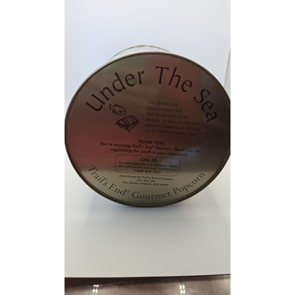 Vintage Under The Sea Popcorn Tin Trail's End Nautical Ocean Beach Decor Can - Picture 7 of 11